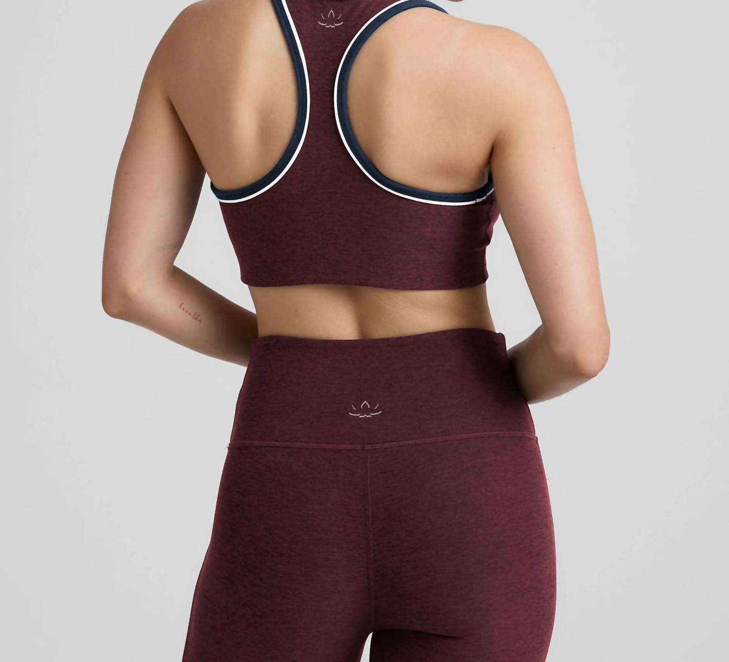 BEYOND YOGA Women's Spacedye Ready Bra in midnight burgundy heather - women's intimate - detail view