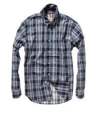 Relwen Men's Broadcloth Plaid Long Sleeve Shirt in midnight white plaid - men's shirt