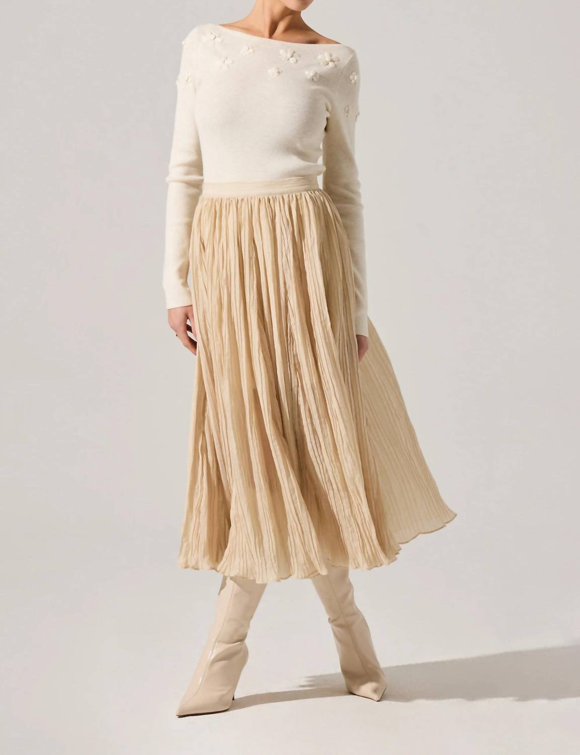 ASTR Salome Midi Skirt in cream - women's skirt - view 4