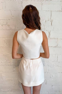 day + moon Crepe Wavy Top in white - women's blouse - alternate view