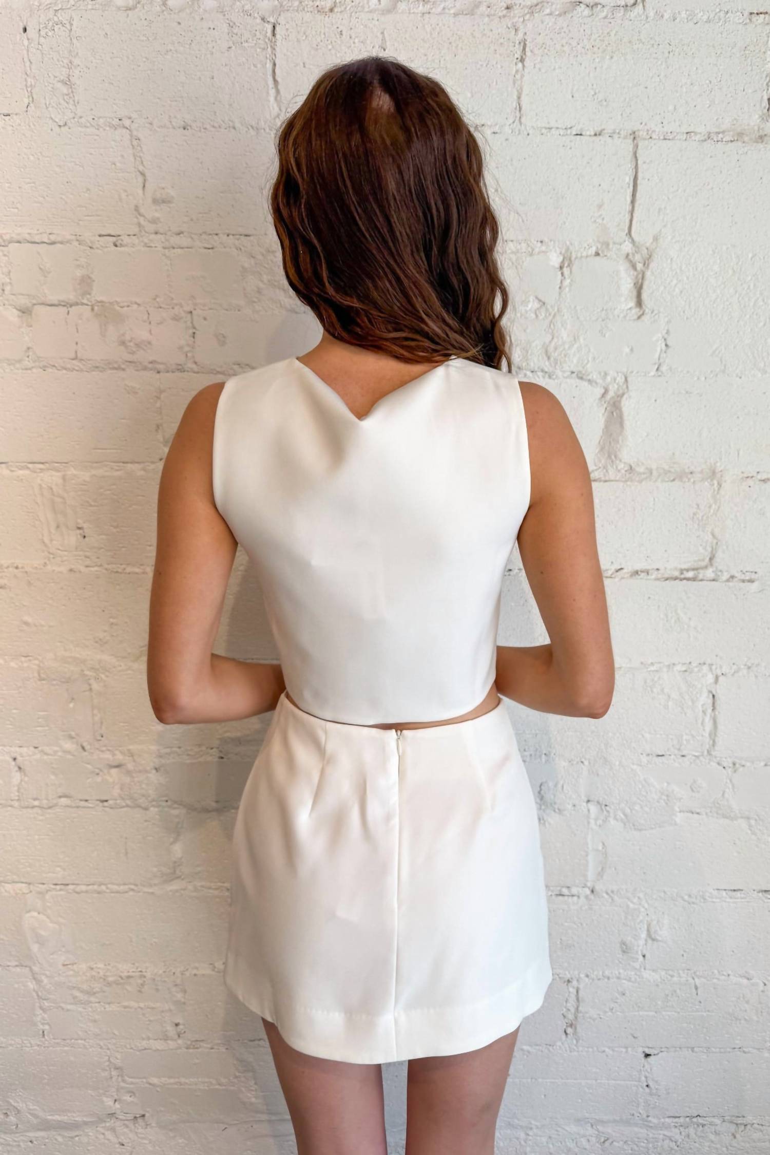 day + moon Crepe Wavy Top in white - women's blouse - alternate view