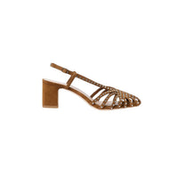 Loeffler Randall Women's Priscilla Lattice Heeled Slingback Sandals in cacao silver - women's sandal