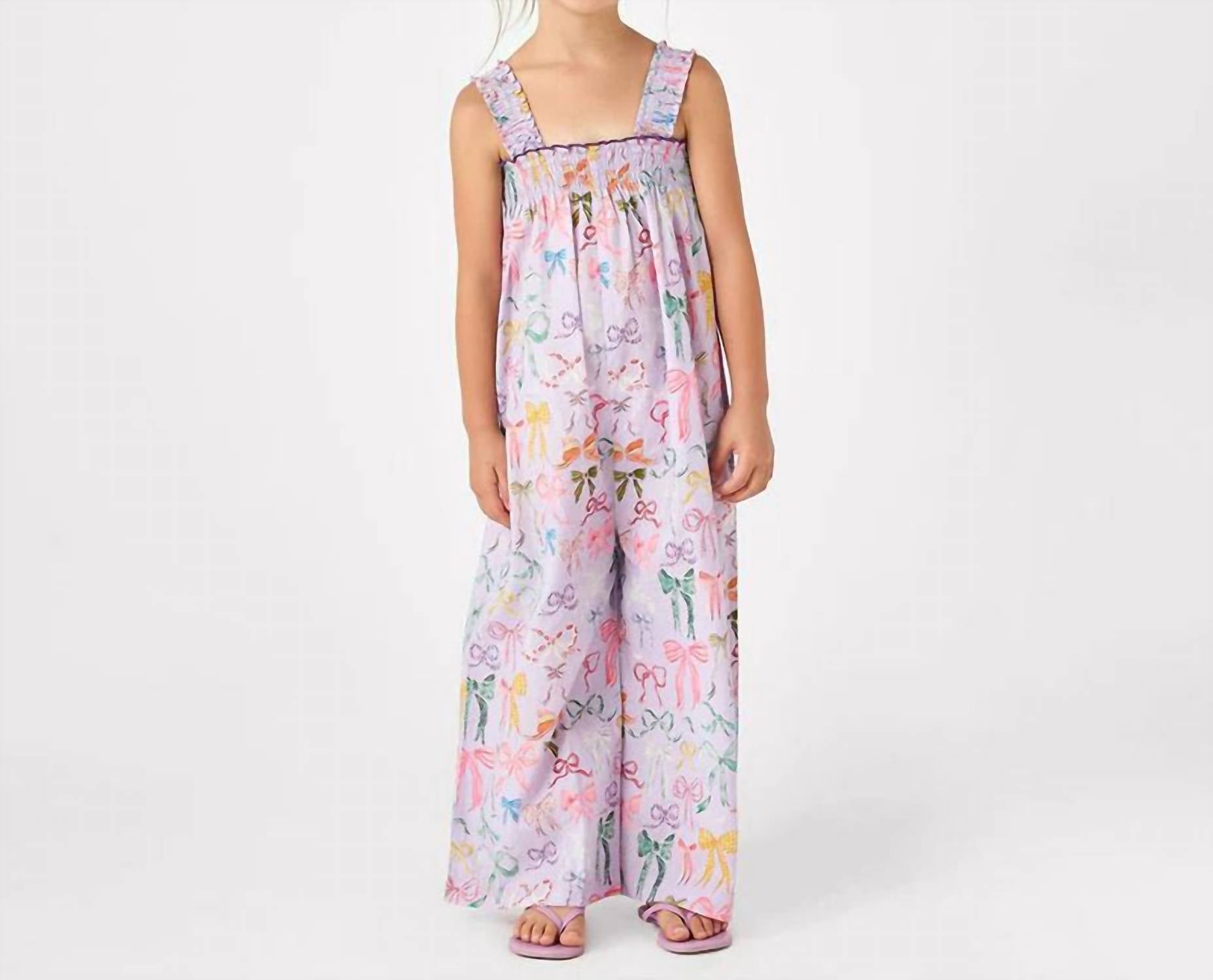 PINK CHICKEN Eleven Jumper in lavender watercolor bows - kids' item - detail view