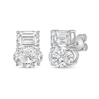 Diana M Jewels - Women's Emerald & Oval Lab-grown Diamond Stud Earrings (7.00 Tcw) - Elegant