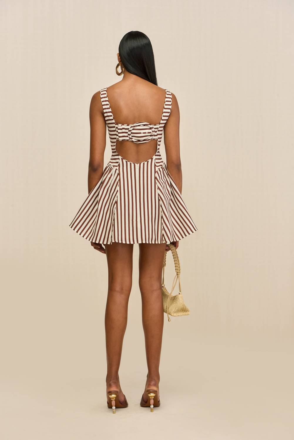 cult gaia Banks Mini Dress in saddle stripe - women's dress - alternate view