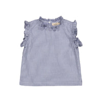 MarMar Copenhagen Tirra Wavy Frill Blouse in navy stripe 1 - kids' blouse - detail view