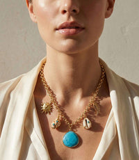 Knotty Bling - Women's Turquoise Sea Charm Necklace