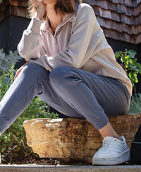 Rae Mode - Women's Scuba Quarter Zip Funnel Neck Pullover