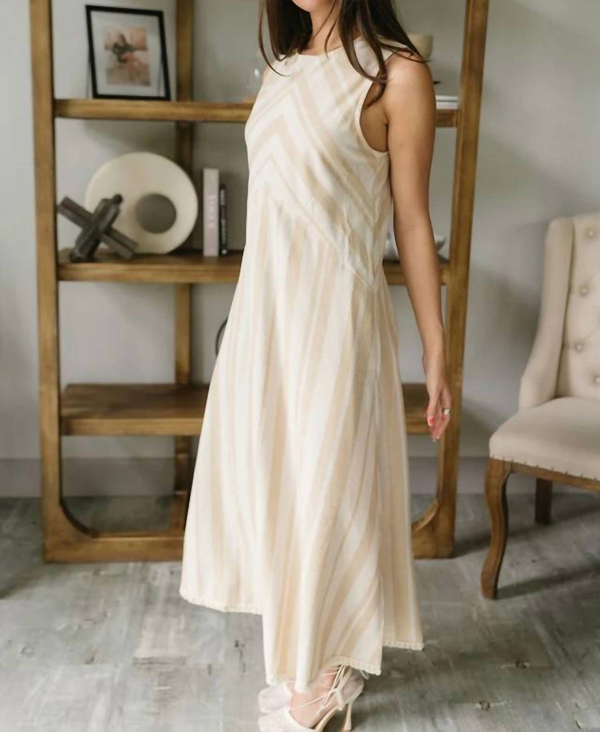 Umgee - Sleeveless Striped Midi Dress
