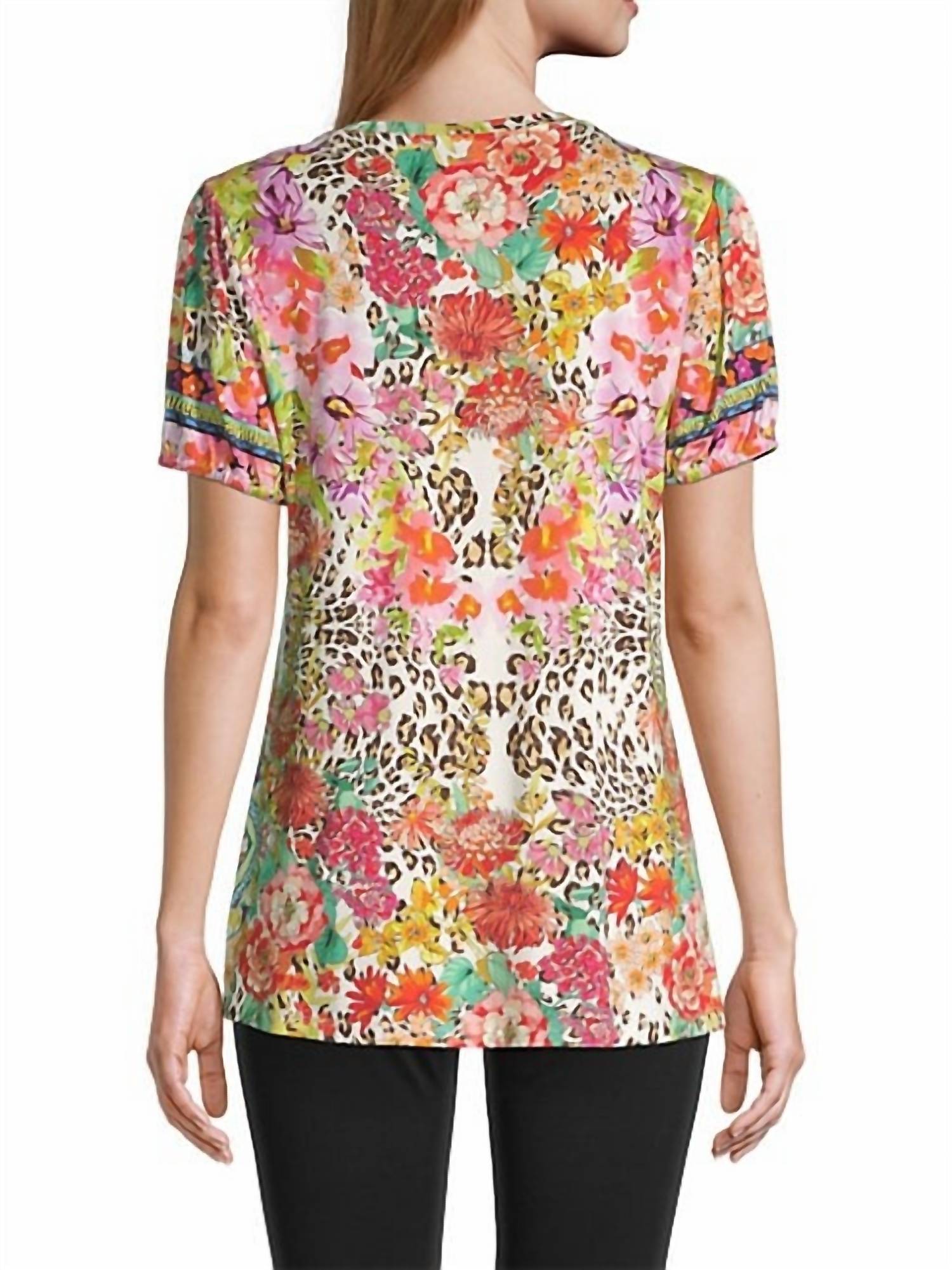 Johnny Was - WILD GARDEN PRINTED PUFF-SLEEVE FLARED T-SHIRT