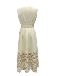 EXQUISE Women's Mackenzie Midi Dress in cream - women's dress - detail view
