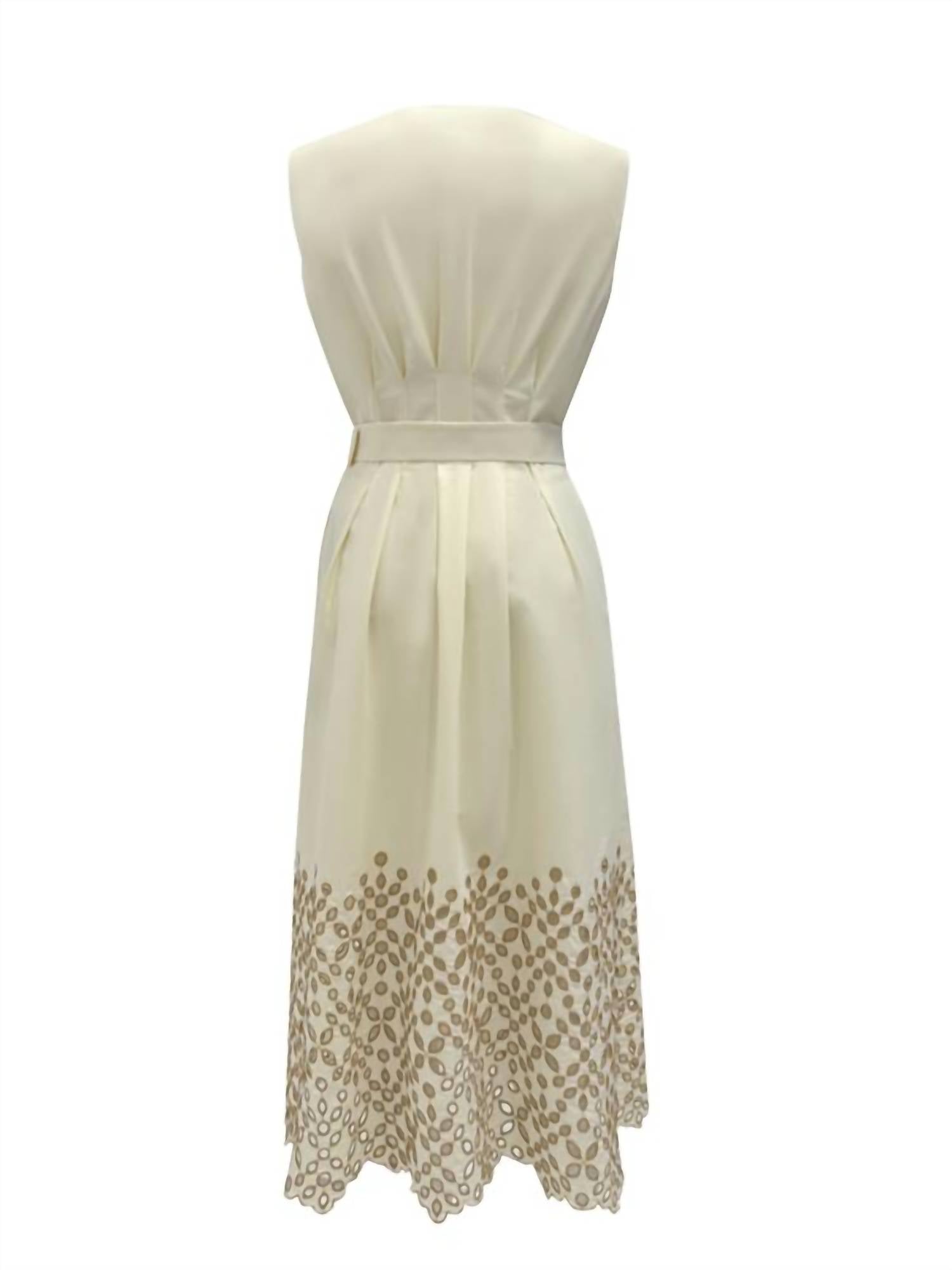 EXQUISE Women's Mackenzie Midi Dress in cream - women's dress - detail view