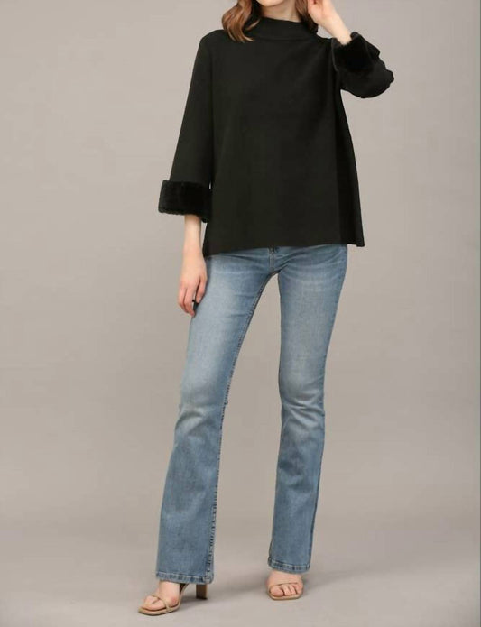 Fate - Annie Fur Sleeve Detail Sweater Top
