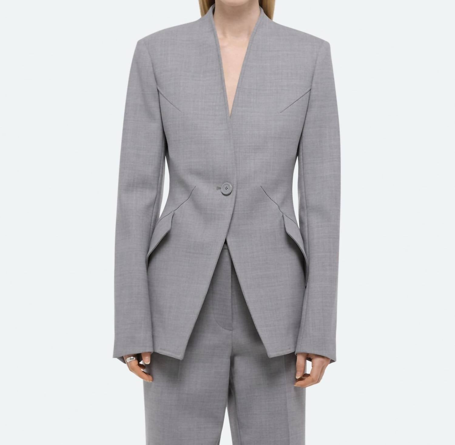 HELMUT LANG Shawl Apex Blazer in light grey melange - women's jacket