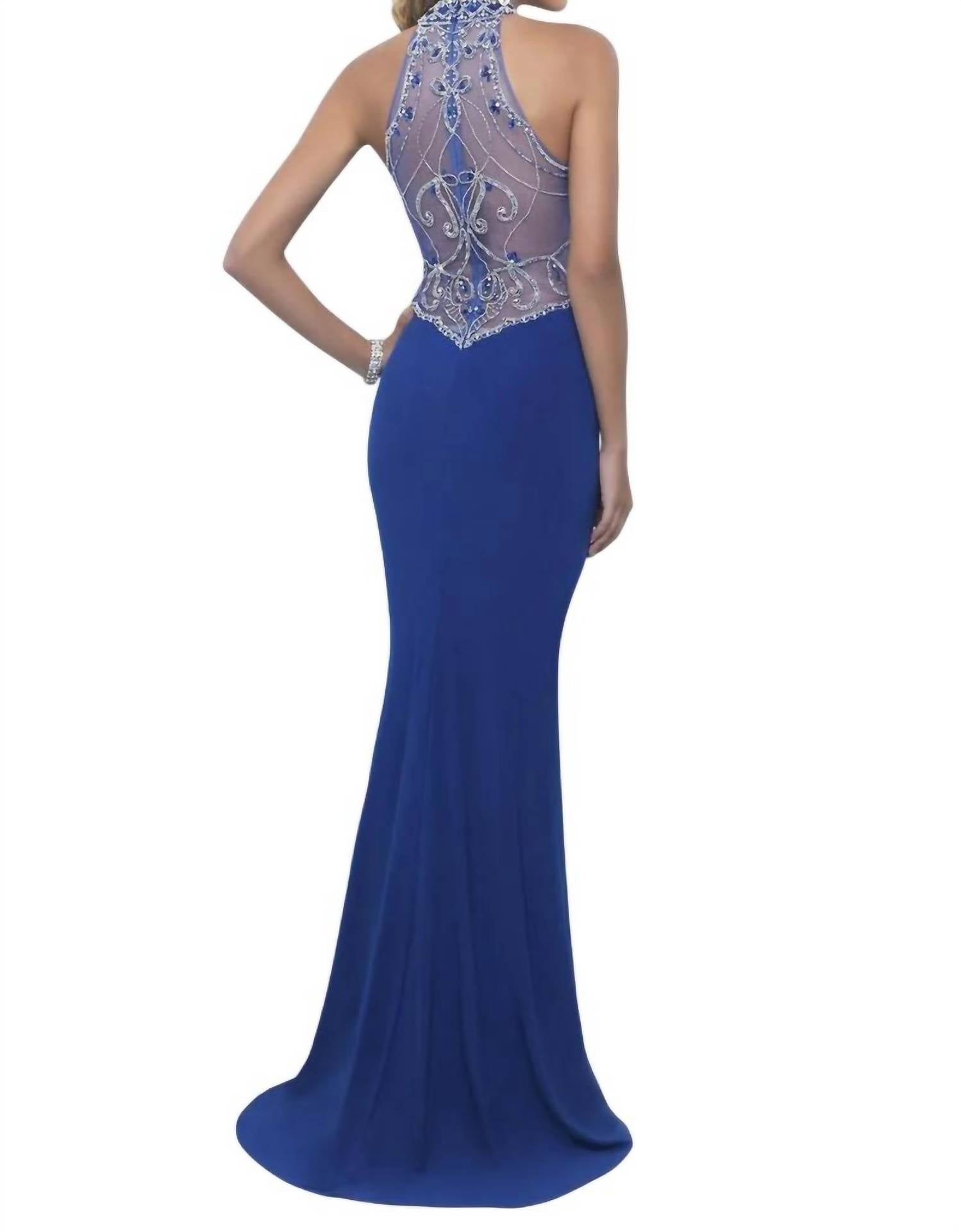 Blush Prom - Bejeweled High Halter Sheath Gown