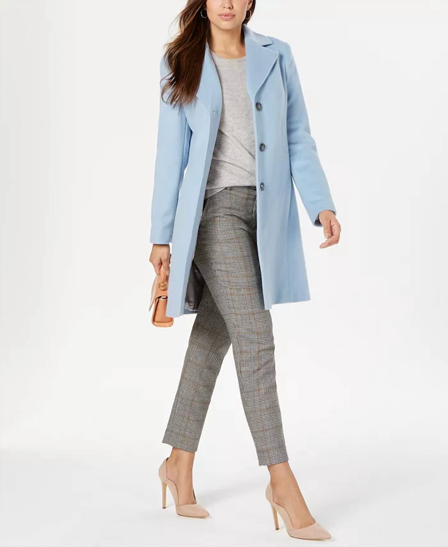 CALVIN KLEIN Single-breasted Wool Blend Coat in blue - women's jacket