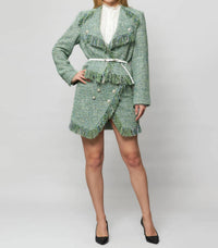 Solgo Atelier - Cora Fringed Tweed Bouclé Moto Jacket