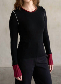 Elle Grey - Colorblock Long Sleeve Knit Sweater