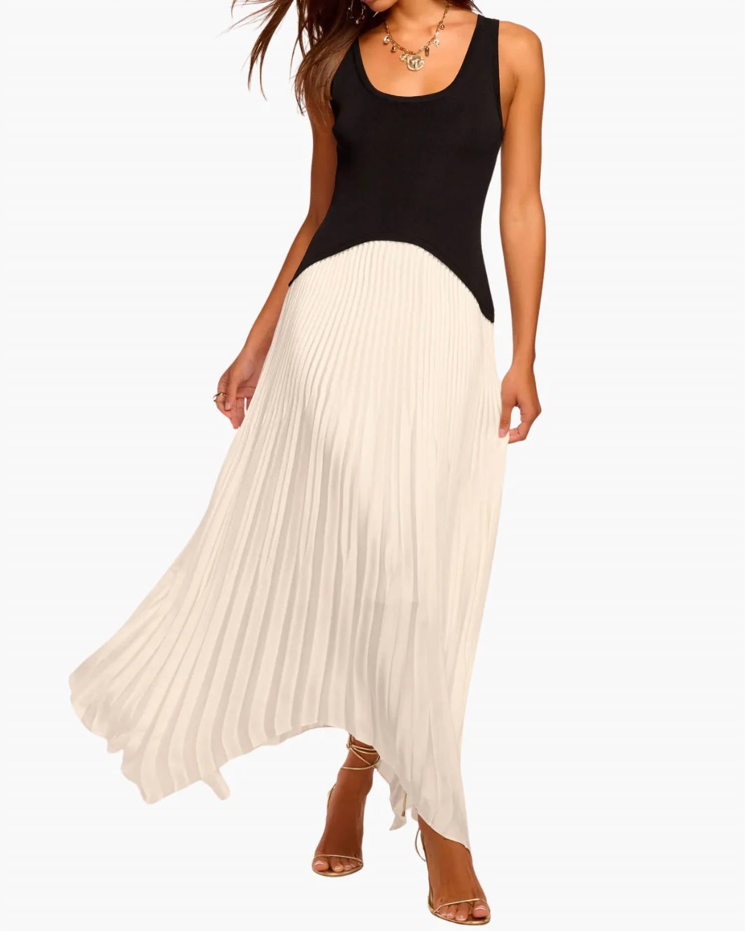 Ramy Brook - Davina Knit Combo Pleated Maxi Dress