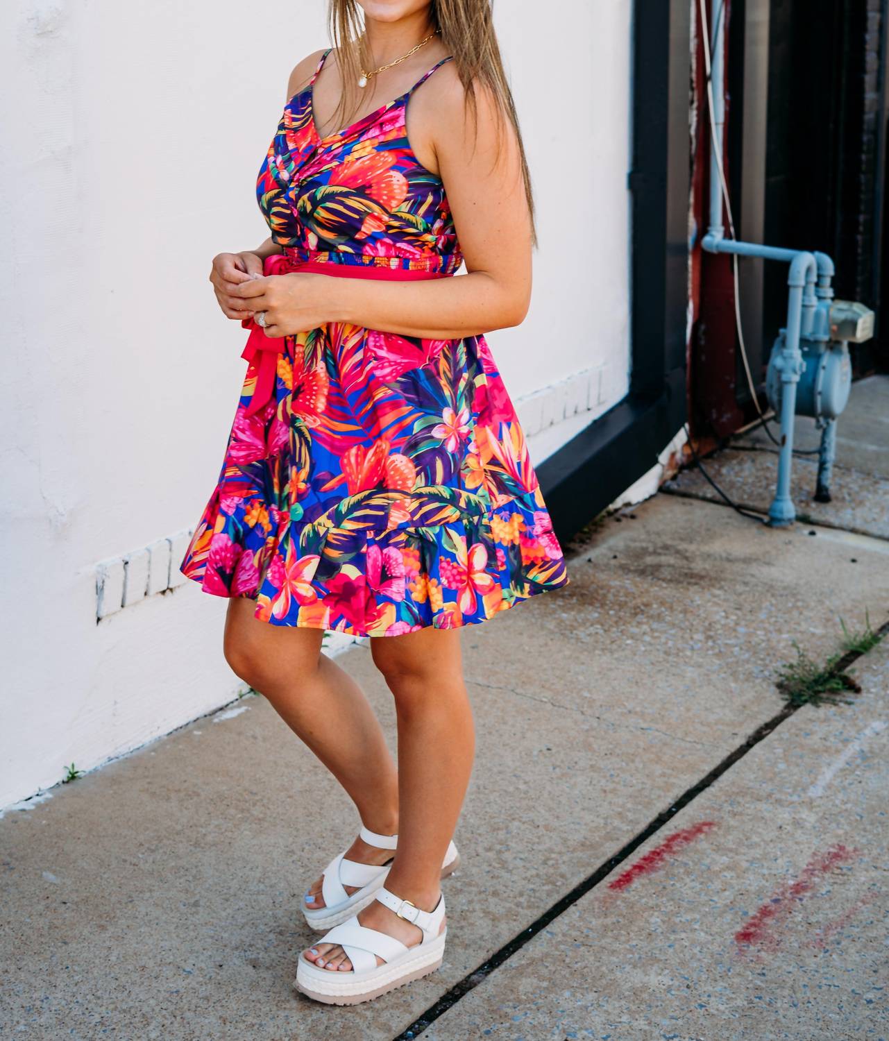 Joy Joy - Spagetti Strape Flounce Hem Dress