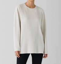 Eileen Fisher - Textured Stretch Rib Round Neck Long Sleeve Top