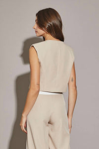 Moda Borboleta - Vest & Wide Leg Pants Set