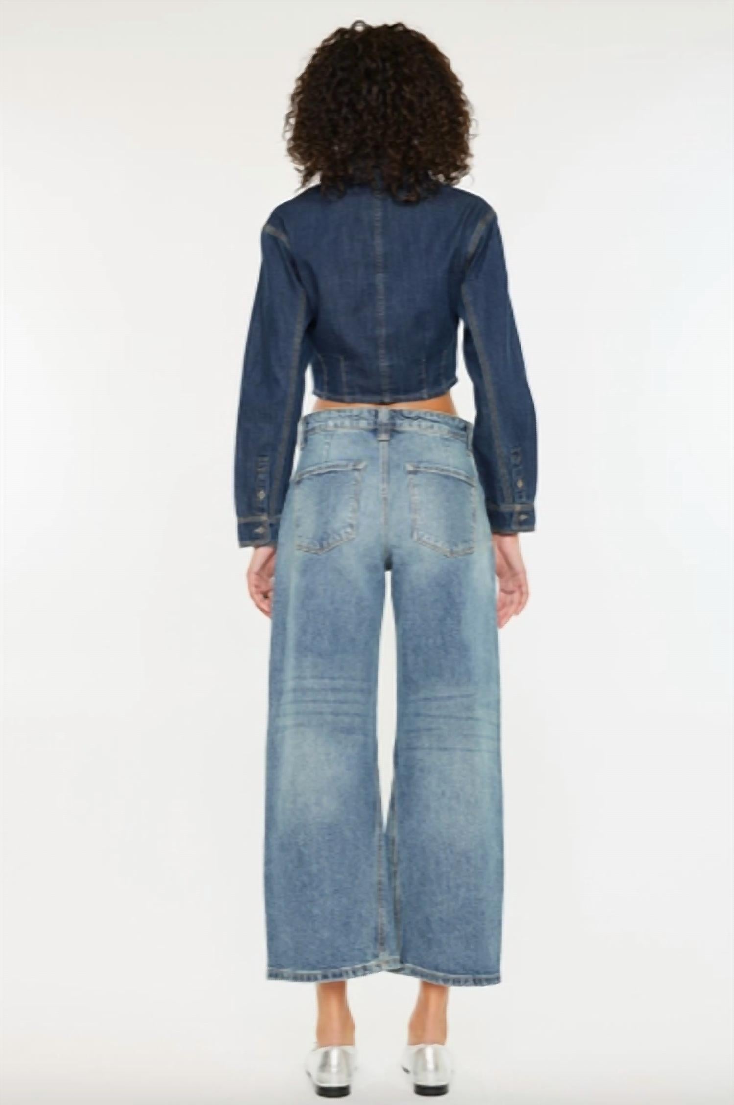 Kancan - Mid Rise Loose Barrel Fit Jeans