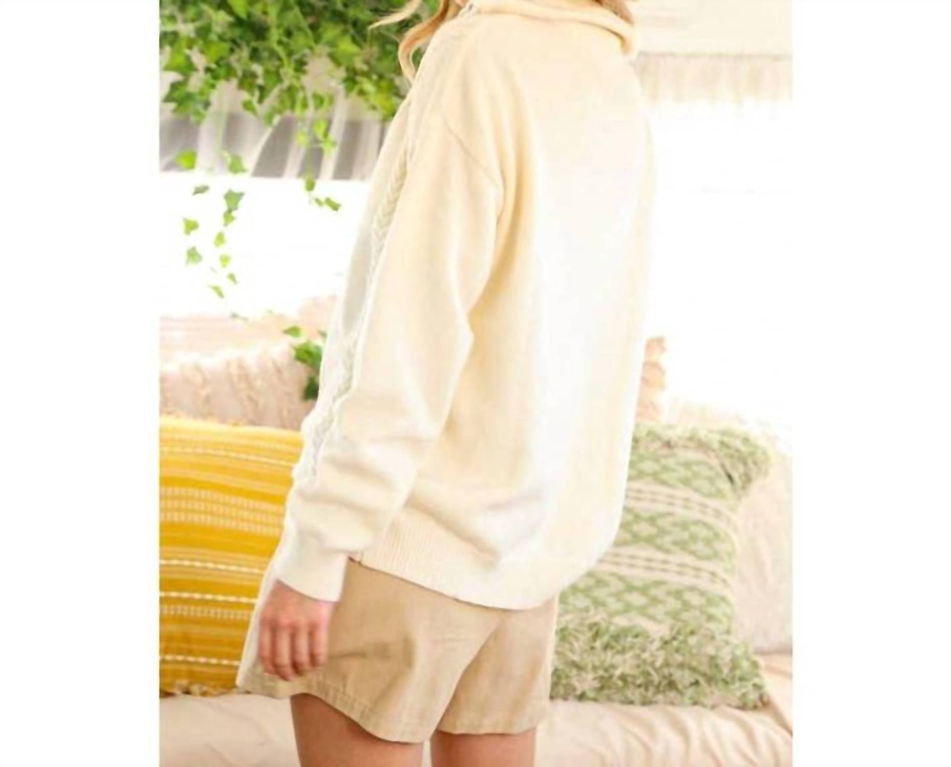 Babe - Textured Half Zip Sweater