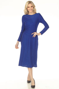 Joseph Ribkoff - Shimmery Ruched Midi Fit & Flare Dress