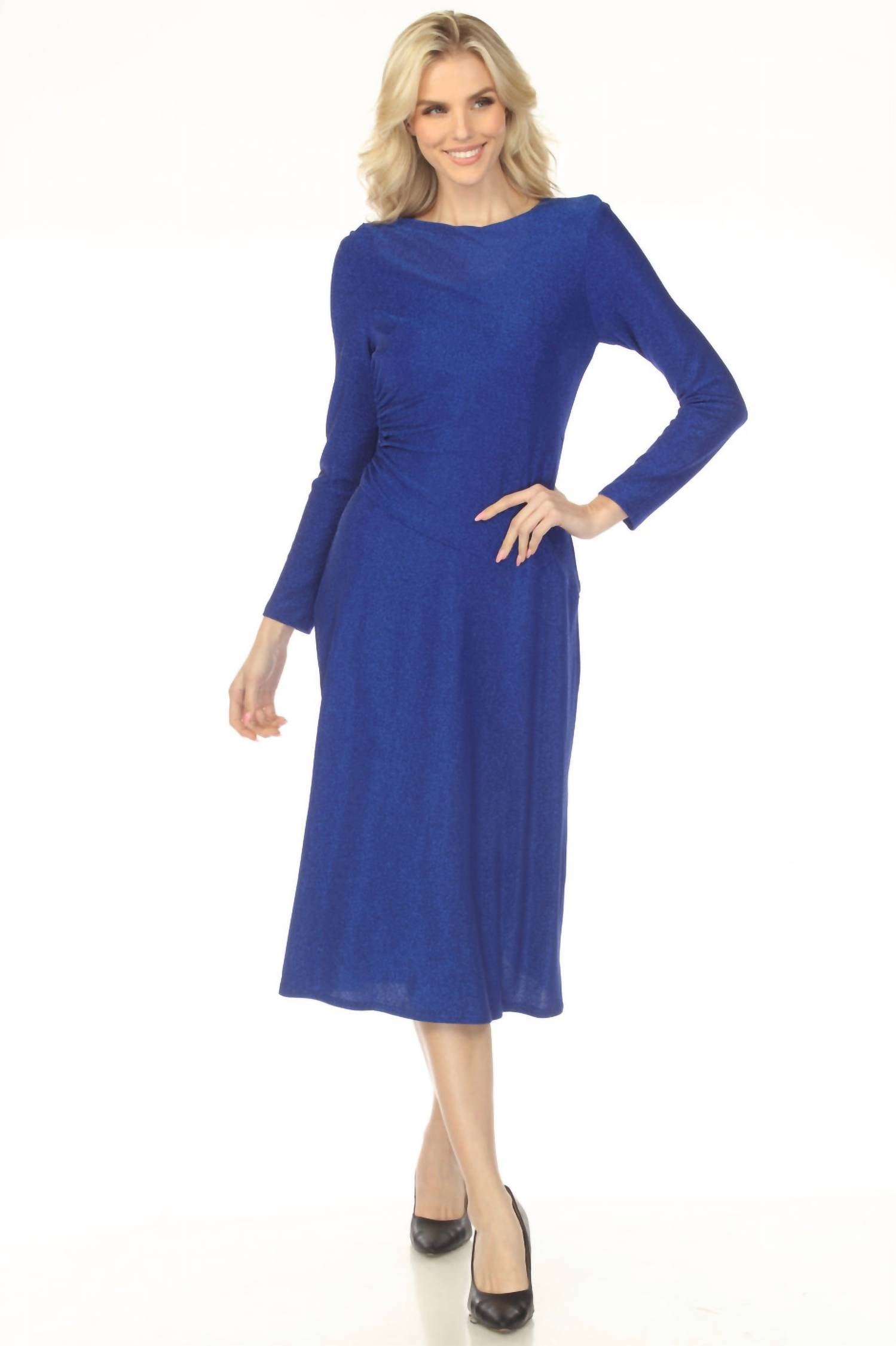 Joseph Ribkoff - Shimmery Ruched Midi Fit & Flare Dress