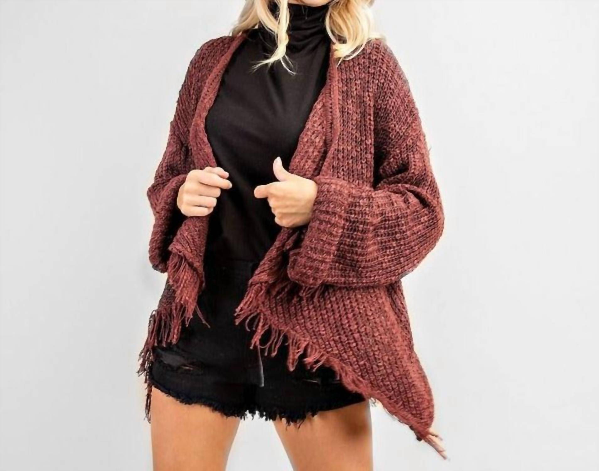 143 Story - Frayed Drape Sweater Cardigan