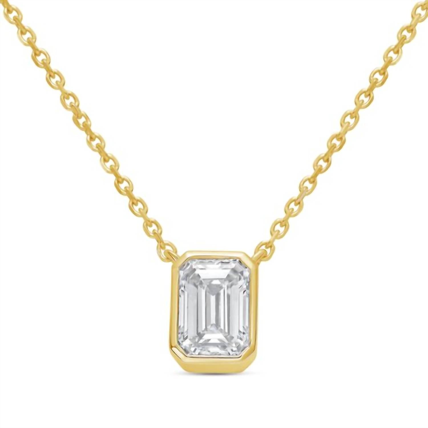 Diana M Jewels - 3.00cts Lab Grown Emerald Bezel Pendant Necklace