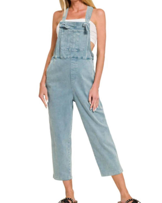 Zenana - Washed Knot Strap Relaxed Fit Overall