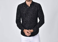 Eight X - Vine Flocking on Satin Cotton Shirt