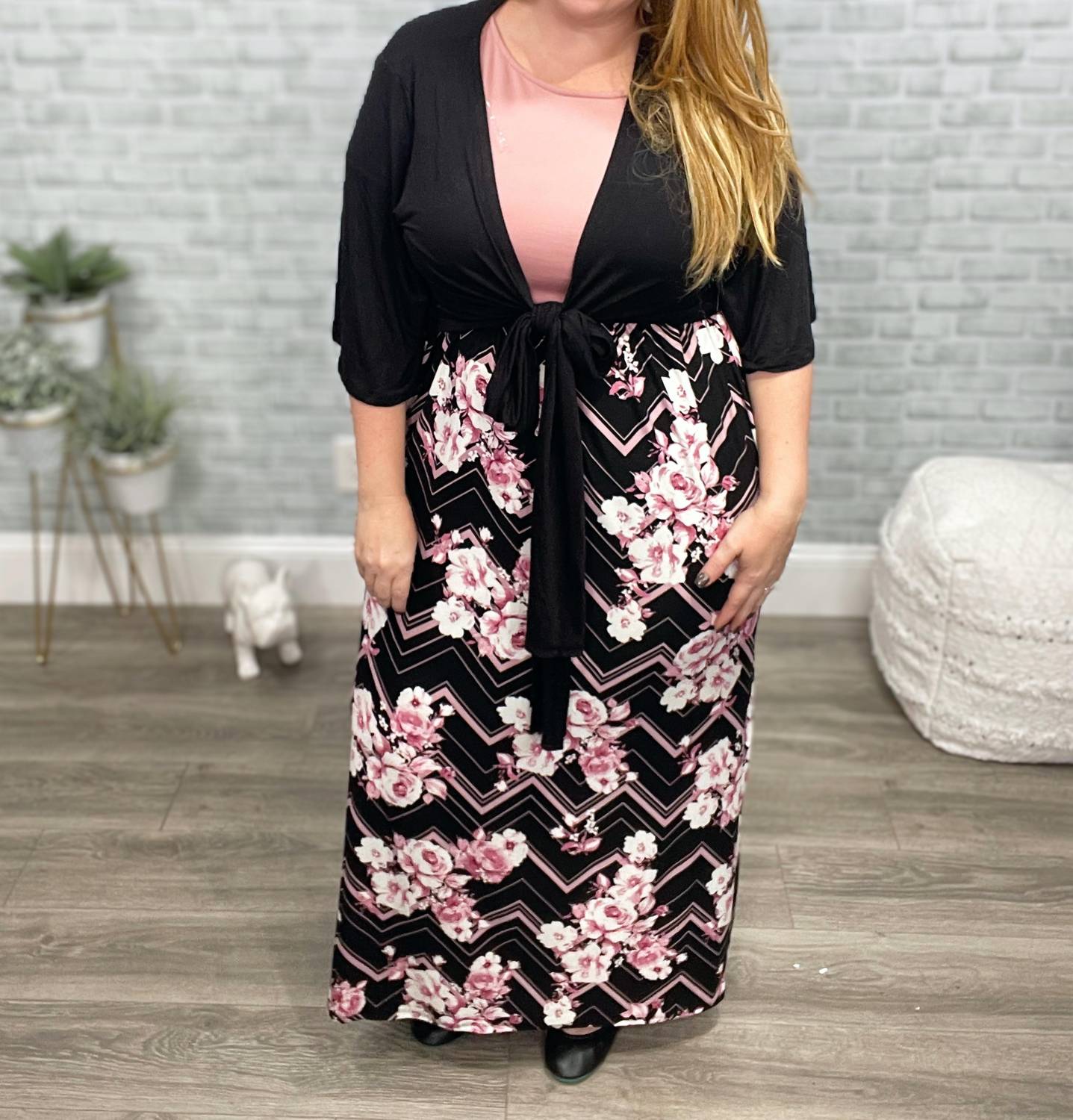 P & Rose - Chevron And Floral Maxi Dress