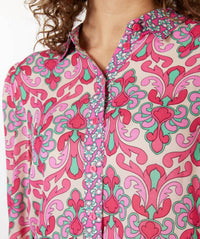 ESQUALO Macy Multi Abstract Floral Print Blouse in pink jade green - women's blouse - view 4