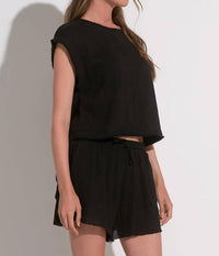 Elan - Cap Sleeve Crop Top
