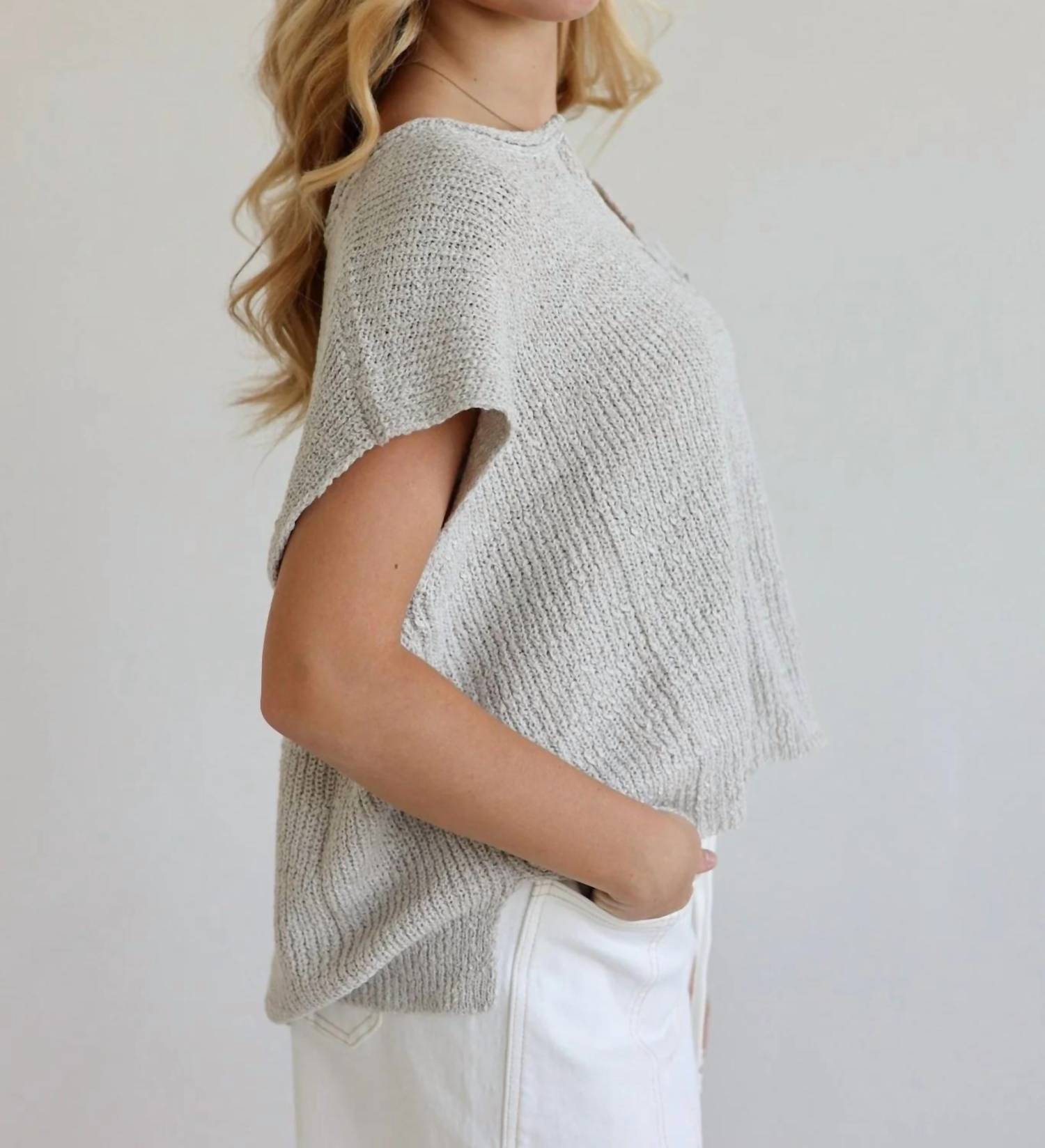 Zenana - Poppy Relaxed Split Neck Lightweight Knit Top