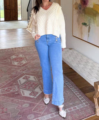 So Me Ruffle Cropped Sweater in beige - women's sweater - view 6