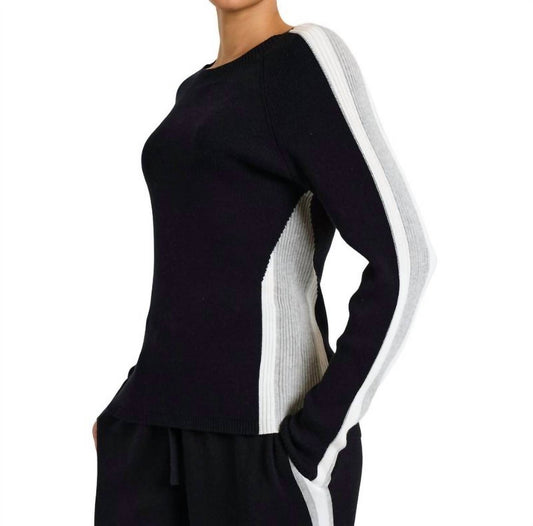 Brodie Cashmere - Valerie Stripe Slim Crewneck Top