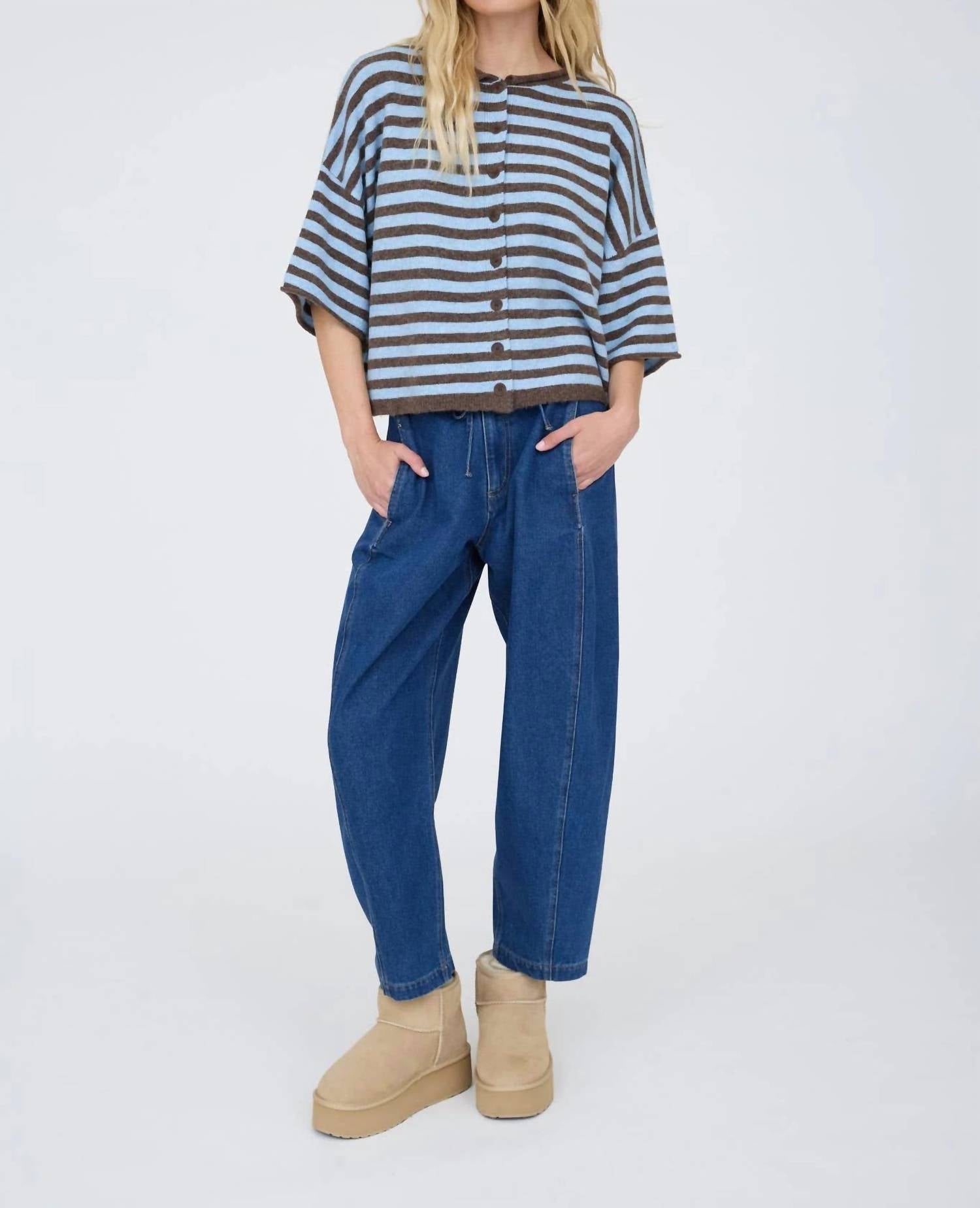 Joa - High Waist Front Tie Wide Leg Cropped Pants