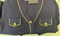 Belle D'Amour - Chain Buttons Ribbed Cardigan