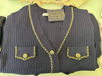 Belle D'Amour - Chain Buttons Ribbed Cardigan