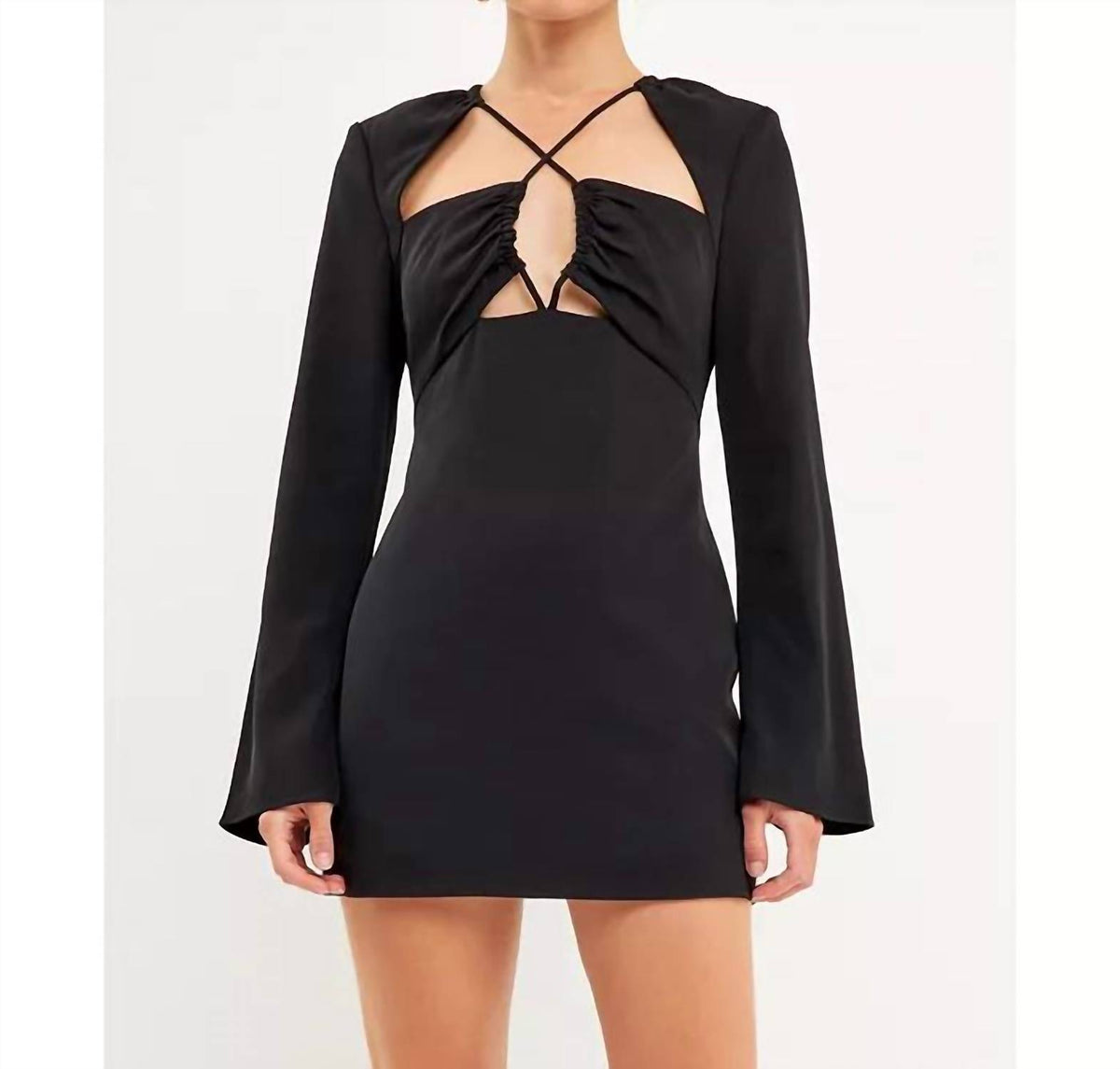 2.7 August Apparel - Crossover Straps Fitted Mini Dress