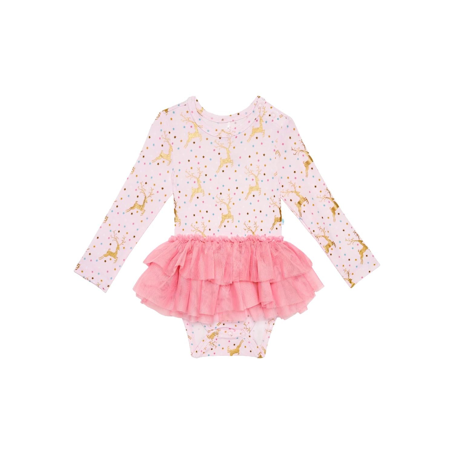 Posh Peanut - Long Sleeve Tulle Skirt Bodysuit