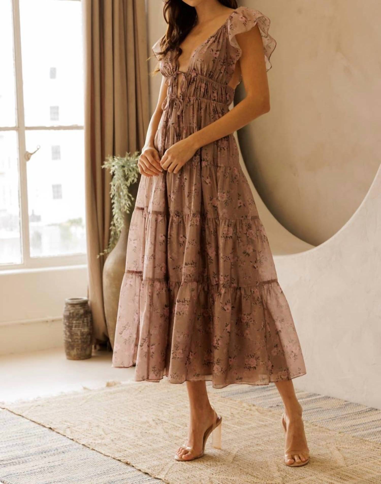 Storia - Tilly Tie Front Midi Dress