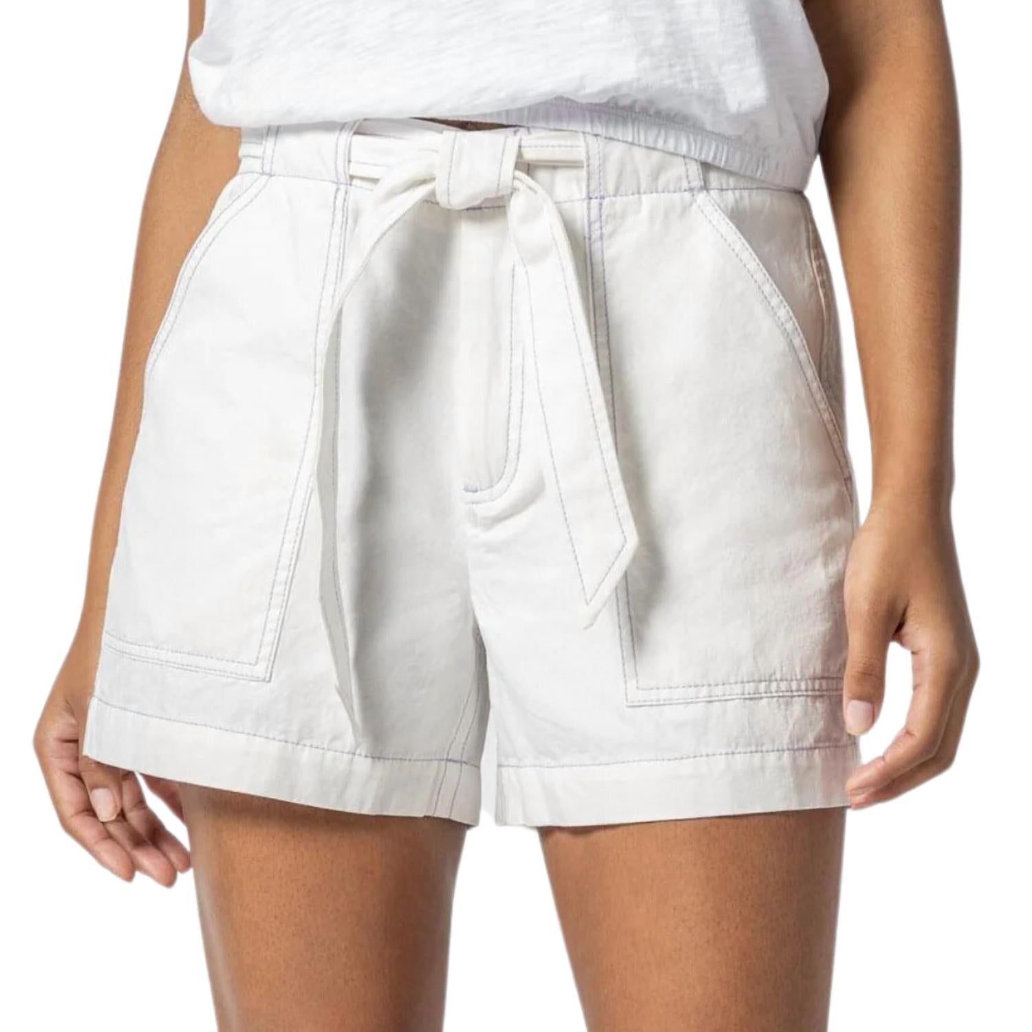 Lilla P Belted Canvas Short in white in white - women's shorts