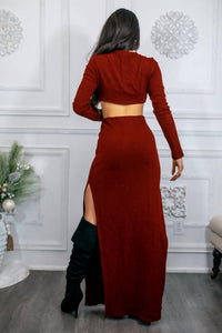 Surelymine - O Ring Cut Out Side Slits Sweater Dress