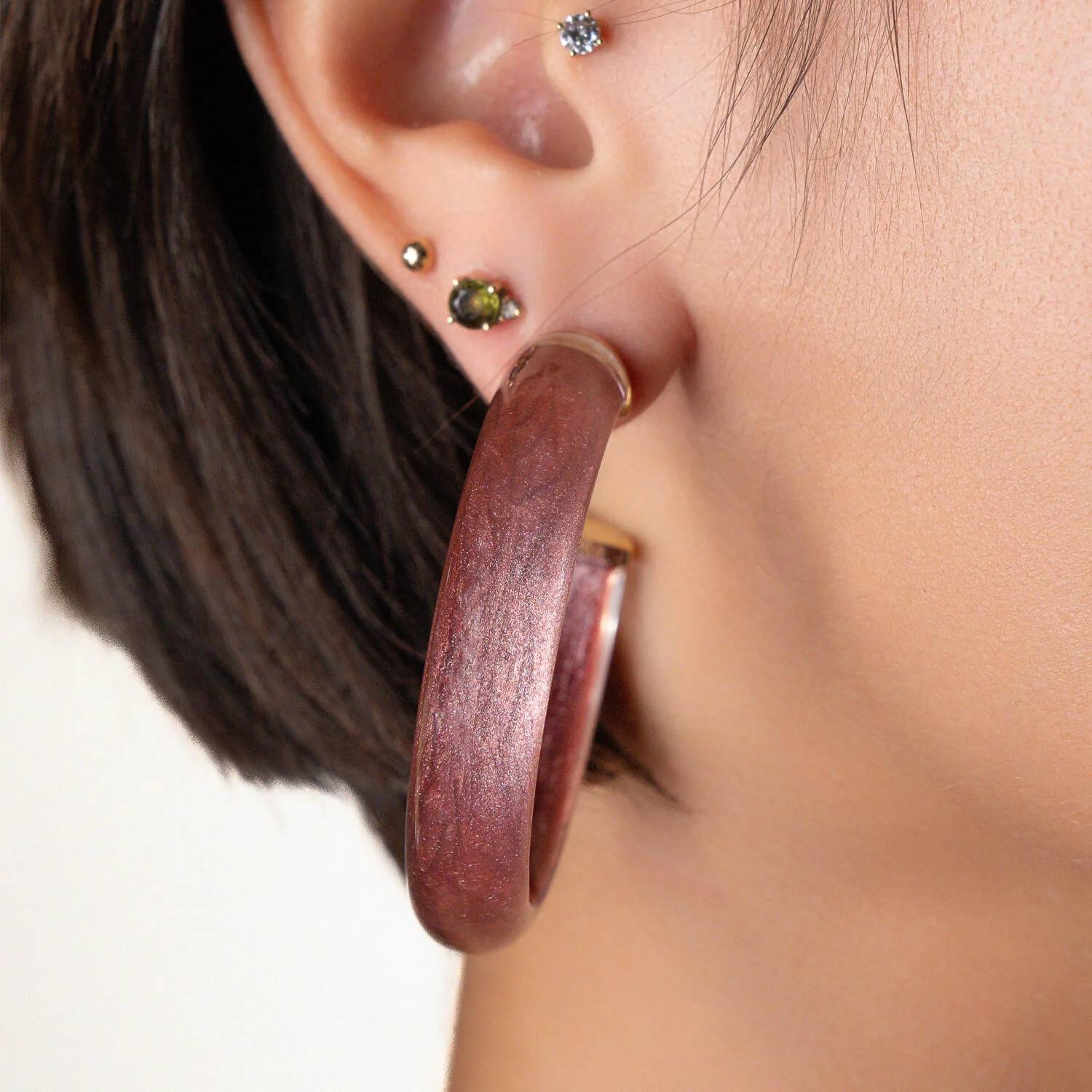 Gold & Honey - Women's Medium Illusion Hoop Earrings