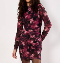 Apricot - Paintbrush Floral Mesh Midi Dress